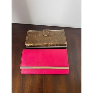 Set of Two Wallets Pink Clutch Style Card Slots Compartments